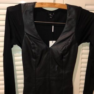 Sky leather front bodycon